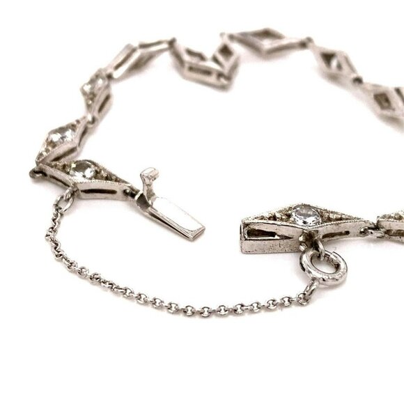 Estate Sterling Silver & Rhinestone 7” Line Bracelet! 174 - Picture 5 of 5